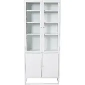 QUVIO Gizo Buffetkast- Wit Staal en Glas - Moderne Opbergruimte