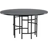 QUVIO Eettafel Rond - Zwart MDF Tafelblad - Cilindervormig Onderstel