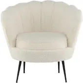 QUVIO Ashford Fauteuil - Zachte Teddy Stof - Zwart Metalen Poten