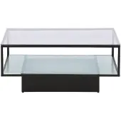 QUVIO Salontafel Zwart Glas - Moderne Elegantie - Functionele Opbergruimte