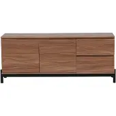 QUVIO Glenwood Dressoir - Walnoot MDF - Zwarte Stalen Poten