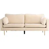 QUVIO 3-zitsbank Rochester - Scandinavisch design - Crème fluweel - Gouden poten