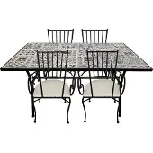 Axi Leonie 5-delige Mozaïek Bistroset Zachtblauw | Bistro Set met tafel & 4 stoelen | Balkonset van metaal & Mozaïek design