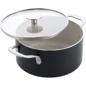 KitchenAid - Coloured Aluminum Casserole with Lid - Matte Black - 20 cm