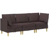 vidaXL Modulaire bankset met opslag 3 st Donkerbruin Stof
