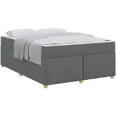 vidaXL Bedframe met matras Donkergrijs 140 x 200 cm Stof