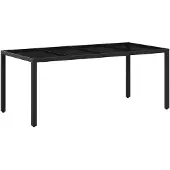 vidaXL Buiten Eettafel Set 7 st Zwart poly rattan