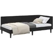 vidaXL Hoek Bed Frame met hoofdeinde Zwart 100 cm x 200 cm Fluweel