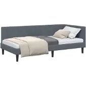 vidaXL Hoek Bed Frame Donkergrijs 90 cm x 200 cm Fluweel