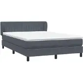 vidaXL Boxspring met matras fluweel donkergrijs 160x210 cm