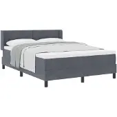 vidaXL Boxspringbed met hoofdeinde, donkergrijs, 200 x 140 cm, fluweel