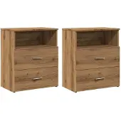vidaXL Nachtkastjes 2 st 50x32x60cm bewerkt hout artisanaal eikenkleur