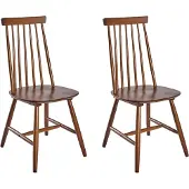 Beliani BURBANK - Eetkamerstoel set van 2 - Bruin - Rubberhout