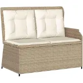 vidaXL Tuinbank, 2-zits, beige en crèmekleurig, van polyrotan