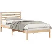 vidaXL Bedframe met hoofdeinde Bruin 90 x 220 cm Massief grenenhout