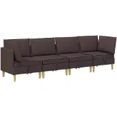 vidaXL Modulaire bankset met opslag 4 pcs Donkerbruin Stof