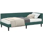 vidaXL Hoekbedframe met Matras 2 st Donkergroen 90 x 190 cm Fluweel