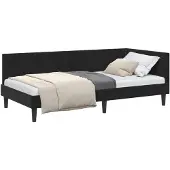 vidaXL Hoek Bed Frame met hoofdeinde Zwart 90 cm x 200 cm Fluweel