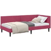 vidaXL Hoek Bed Frame met hoofdeinde Wijnrood 100 cm x 200 cm Fluweel