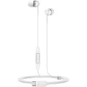 Sennheiser CX 80U – Bedrade in-ear hoofdtelefoon, USB-C aansluiting, geïntegreerde afstandsbediening met één knop en microfoon, gesloten oordopjes voor passieve ruisonderdrukking – Wit