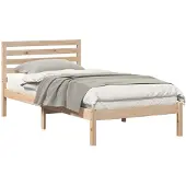 vidaXL Bedframe met hoofdeinde Bruin 90 x 190 cm Massief grenenhout
