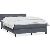 vidaXL Boxspring met matras fluweel donkergrijs 160x210 cm