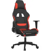 Syfax Gamestoel met voetensteun stof zwart en rood