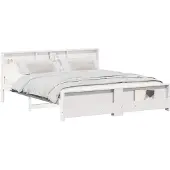 vidaXL Bedframe met plank Wit 180 x 200 cm Massief grenenhout
