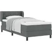 vidaXL Boxspring bed met hoofdeinde Donkergrijs 90 x 190 cm Stof