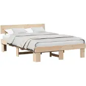 vidaXL Bedframe met hoofdeinde, naturel, 140 x 200 cm, massief grenenhout