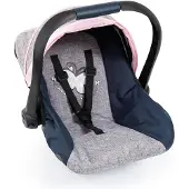 Bayer Design Poppen: Autostoel - Grijs, Blauw, Roze Vlinder - Voor Poppen tot 46 cm