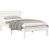 vidaXL Bedframe met hoofdeinde Wit 75 x 190 cm Massief grenenhout