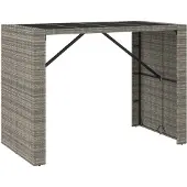 Syfax Bartafel met glazen blad 145x80x110 cm poly rattan grijs