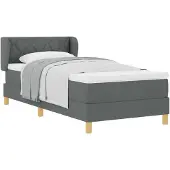 vidaXL Boxspring bed met hoofdeinde Donkergrijs 90 x 200 cm Stof