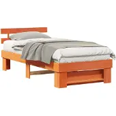 vidaXL Bedframe met hoofdeinde Wasbruin 90 x 200 cm Massief grenenhout