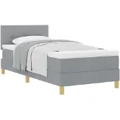 vidaXL Boxspring bed met kussen Lichtgrijs 90 x 190 cm Stof