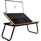 QUVIO Bedtafel met bekerhouder - Verstelbaar - Bruin