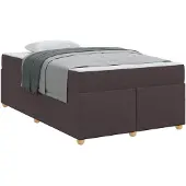vidaXL - Bedframe - met - matras - Donkerbruin - 120 - x - 190 - cm - Stof