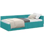 vidaXL Hoek Bed Frame met hoofdeinde Turquoise 100 cm x 200 cm Fluweel