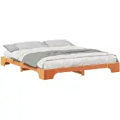 vidaXL Bedframe Bruin 200 x 210 cm Massief grenenhout