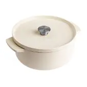 KitchenAid braadpan 26cm - geëmailleerd gietijzer - amandel wit - rond