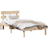 vidaXL Bedframe met hoofdeinde Bruin 90 x 200 cm Massief grenenhout