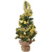 Kaemingk Mini kerstboom tafelboom mini D-H-Z zak boom h60 cm-20L groen/goud Everlands