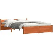 vidaXL Bedframe Wasbruin 205,5 x 165,5 x 51 cm Massief grenenhout