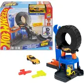 Hot Wheels City Centrum Bandenwerkplaats - Speelset en speelgoedauto - Geschikt voor het snel-klik-baansysteem