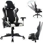 Vdd Gamestoel Thomas - bureaustoel racing gaming - ergonomisch - zwart wit