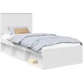 vidaXL Bedframe met hoofdeinde Wit 75 x 190 cm Massief grenenhout