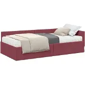 vidaXL Hoekbedframe met Matras 2 st Wijnrood 80 x 200 cm Stof