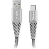 SBS Usb-c Naar Unbreakable Braided 1.5m Kabel 15 M Zwart