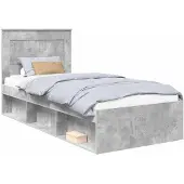 vidaXL Bedframe met lade Betonnen Grijs 90 x 190 cm Massief grenenhout